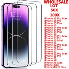 Wholesale Lot Tempered Glass Screen Protector For iPhone 17 16 15 14 13 12 11 8