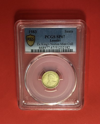 LESOTHO -1983-UNCIRCULATED SENTE COIN, GRADED BY PCGS SP67 -KING NORTON - 第 1/4 張圖片