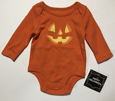 Halloween Orange Pumpkin Bodysuit - Size 3-6 Months - NEW