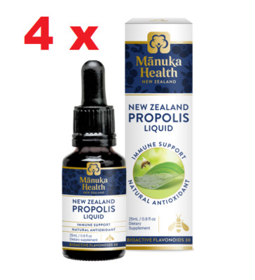 4 x Manuka Health BIO30  New Zealand Propolis Liquid (25ml) / 0.8oz Alcohol free