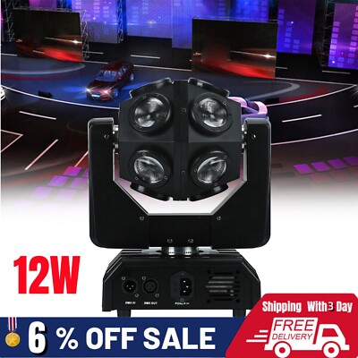 12W DJ Rotate Moving Head Beam Light Shaking Rgbw LED Lamp Stage Party Disco