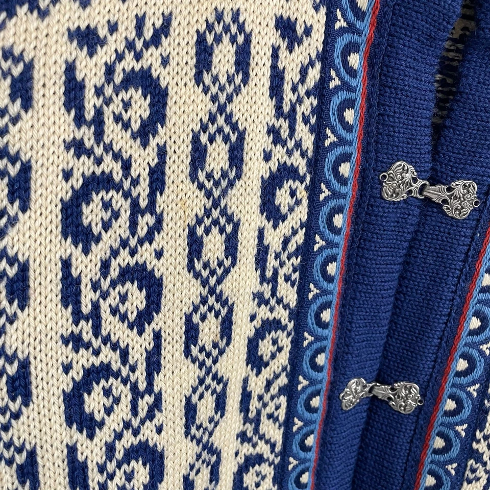 Cárdigan Suéter Tejido Isla Justa Azul Crema Lana Pura Dale of Norway Mediano COMO ESTÁ Foto 2 de 4