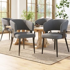 Dining Chairs Set of 4 Armchair for Living Room Metal Legs Kitchen Chairs, Grey