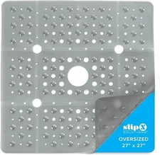 27"x 27" Oversize Square Shower Mat, NEW, Gray, With drain holes.