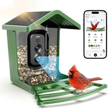 Hibird 4K HD Smart Bird Feeder with Camera Solar Powered, 2.4Ghz/5Ghz Dual Wifi