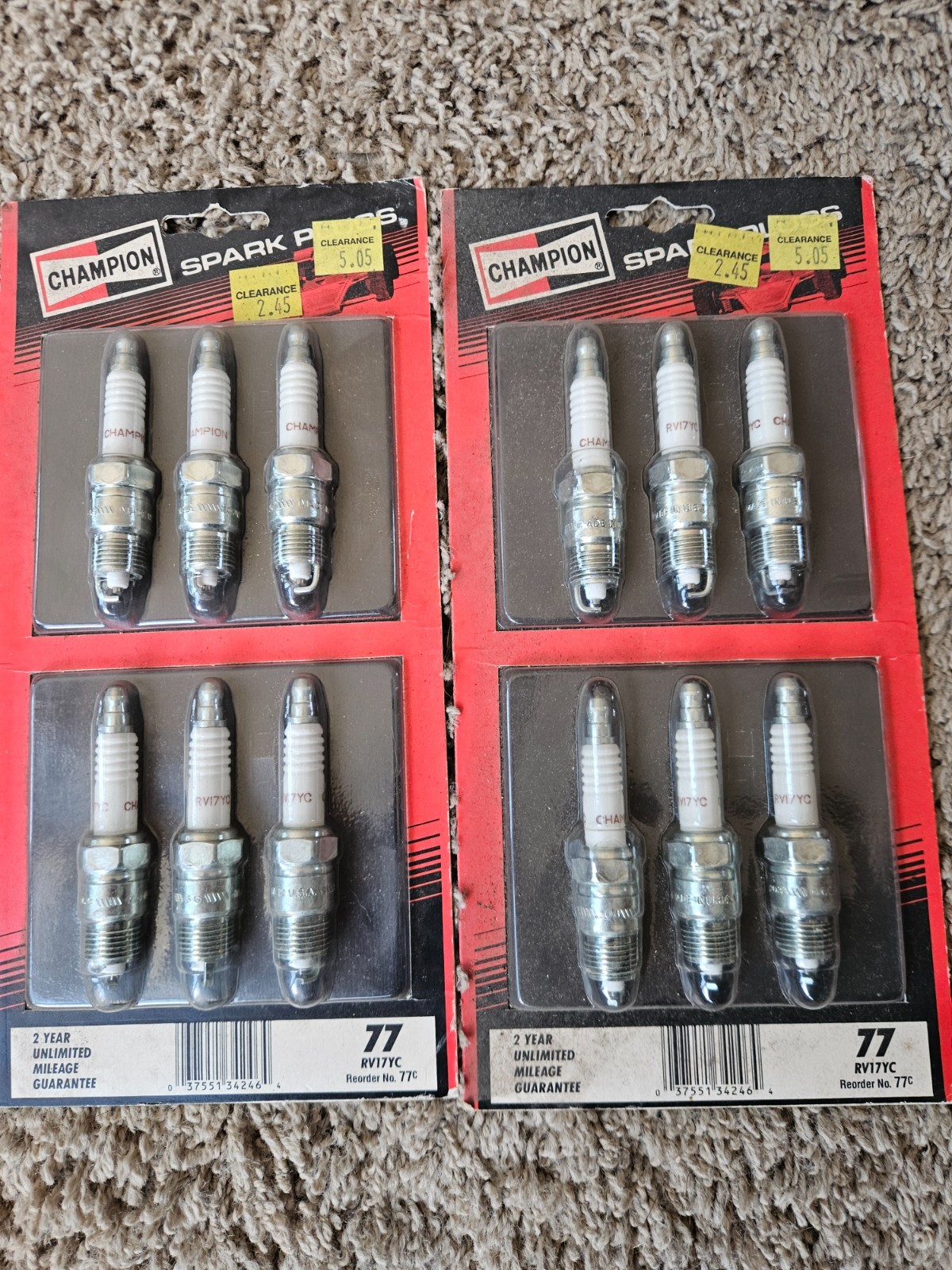 12 NEW NOS champion 77 RV12YC spark plugs