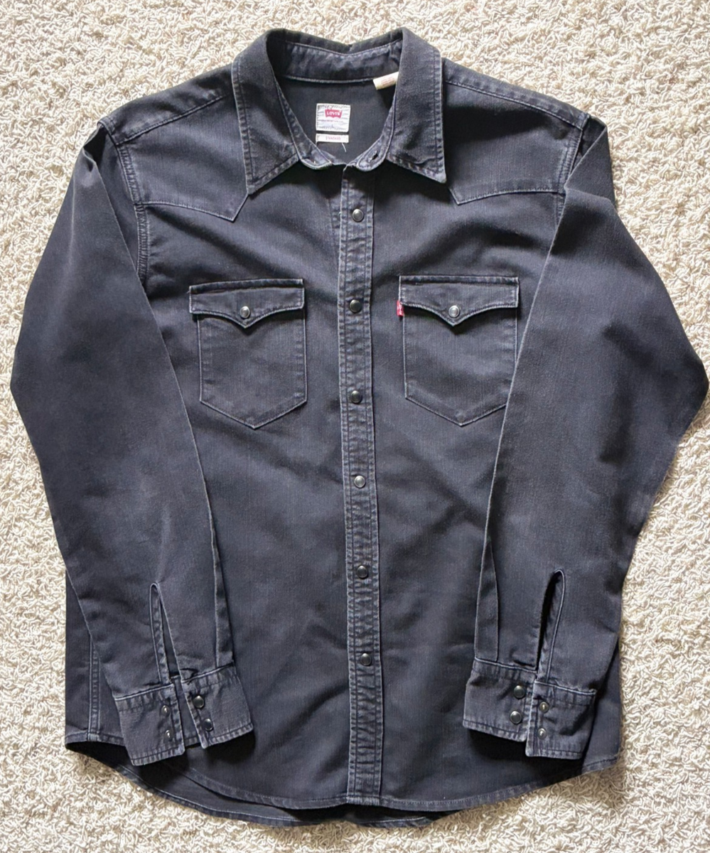 Levi's Western Cone Denim Shirt Black Mens Size Large L/Sleeve