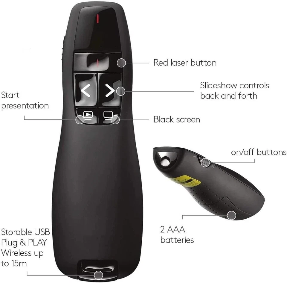 Power Point Presentation Remote Wireless USB PPT Presenter Laser Pointer Clicker - Image 2 of 4