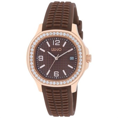 Womens Wristwatch LIU JO LUXURY TLJ2636 Silicone Brown Gold Rose Swarovski