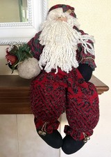 Vintage Christmas Santa Claus Plush Shelf Sitter Cottagecore Country 23  