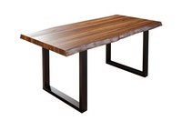 Esstisch Baumkante Massiv Akazie Nussbaumfarben 240X100 U-Gestell Schwarz Utrech