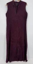 VTG Finity 100% Linen Maxi Dress Purple Sleeveless Split Hem Minimalist Size M