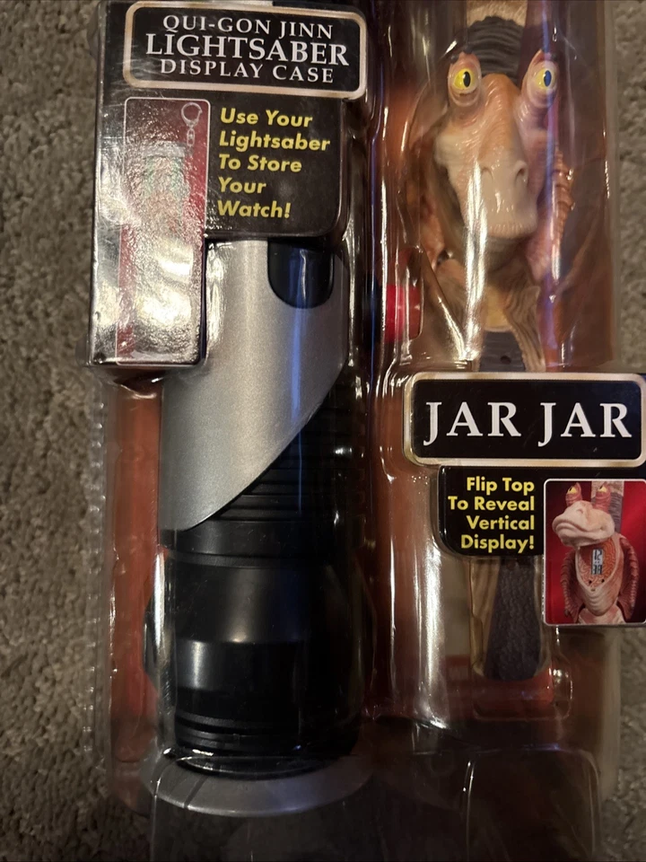 Star Wars Episodio 1 Tarro Tarro Binks Coleccionistas Reloj y Sable de Luz Exhibición SELLADO Foto 4 de 4