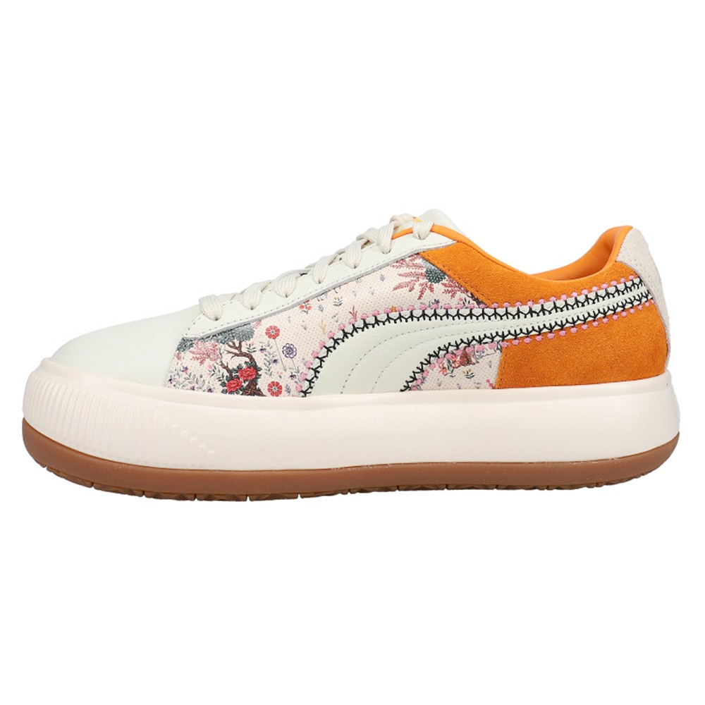 PUMA Suede Mayu Floral Liberty Lace Up  Womens Off White, Orange Sneakers Casual thumbnail 3