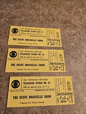 CBS TELEVISION NETWORK THE KEEFE BRASSELLE SHOW 3 SHOW TICKETS JULY 24, 1963