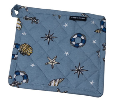  Topflappen Nautilus   blau - weiß  20 x 20cm - Baumwolle    