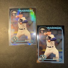 (2) 2024 Topps Chrome Rookie Bryan Woo Mariners: Prism Refractor & Base