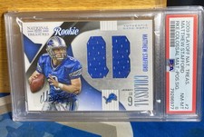 2009 NATIONAL TREASURES COLOSSAL MATERIAL AUTO #2 MATTHEW STAFFORD RC /50 PSA 8