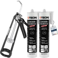 SCHEIBEN-KLEBER Primerlos MS-POLYMER Klebstoff Auto 2X290Ml + KARTUSCHEN-PRESSE