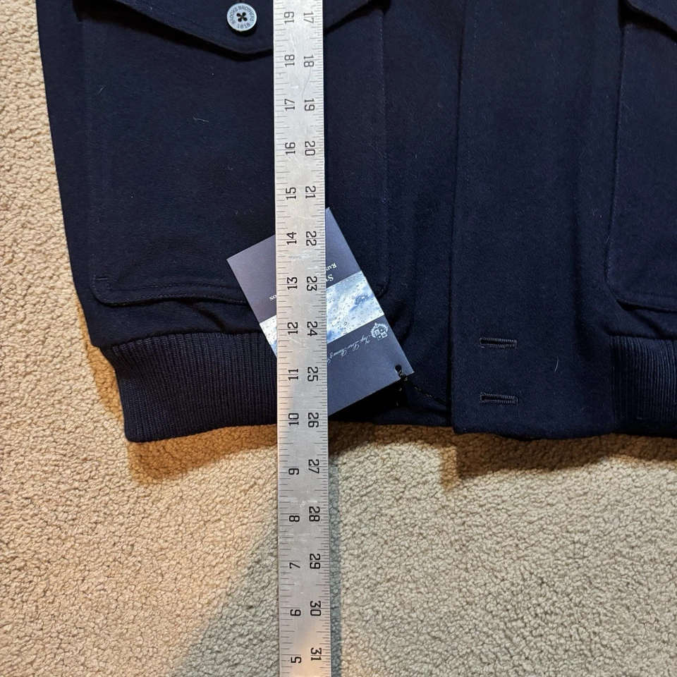 Abrigo exterior Brooks Brothers X Loro Piana 100 % lana Bomber Storm System grande para hombre Foto 3 de 4