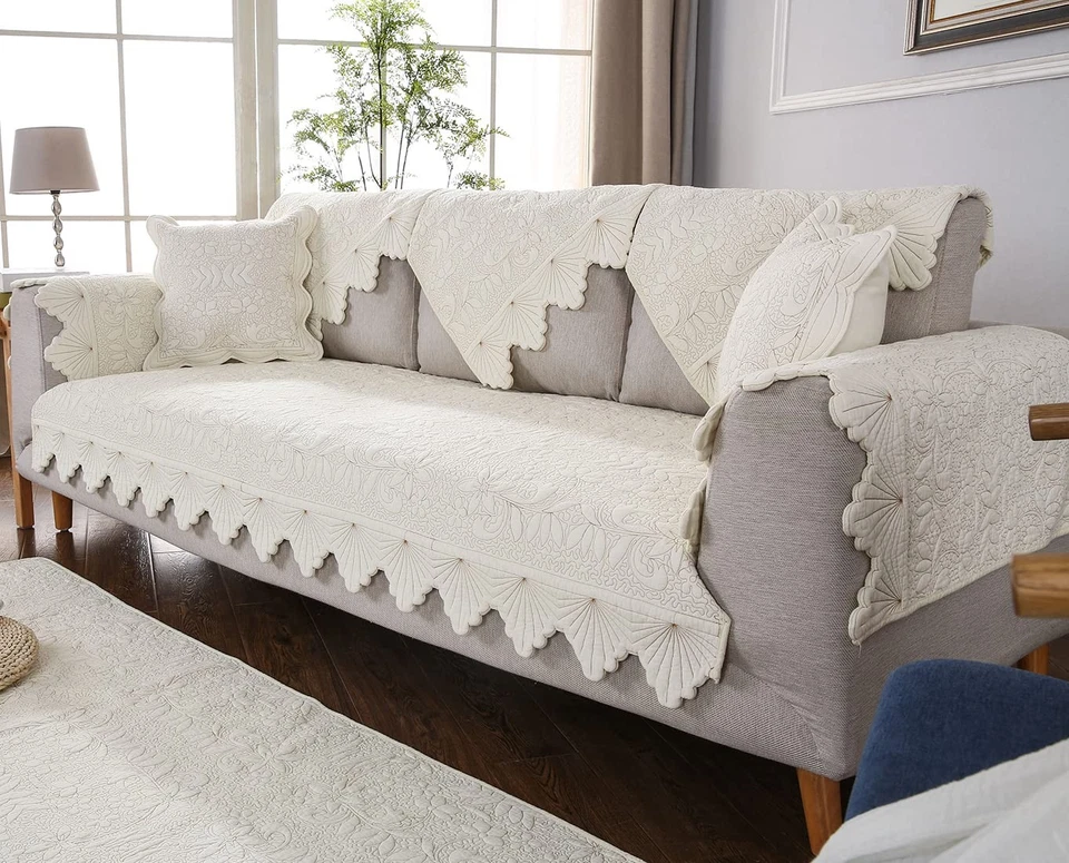 Хлопковая вышивка диван чехол лист и цветочный узор без губ стеганая Fu... - Изображение 2 из 4