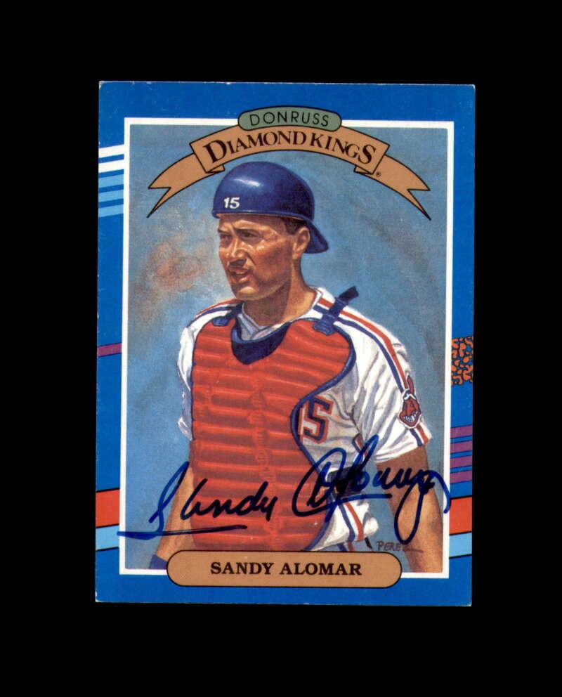 Sandy Alomar Signed 1990 Donruss Diamond Kings Cleveland Autograph