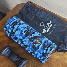 Heathyoga Blue Camo Foam Roller Set with Massage Stick, Grid, Hollow Design
