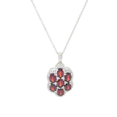 Elementar Edelsteine 4,18ctw Granat & weißer Zirkon Cluster Anhänger mit Kette