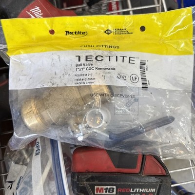 Sharkbite Products 1 inch push Tectite brass ball valve
