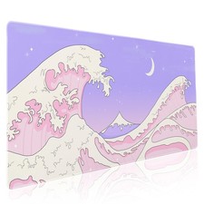 Pink Purple Japanese Anime Gaming Mouse Pad XXL Cute Kawaii Aesthetic Sea Wav...
