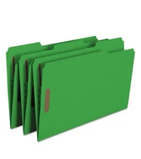 Smead 17140 Legal Size Top Tab Colored Fastener Folders - Green (50/BX) New