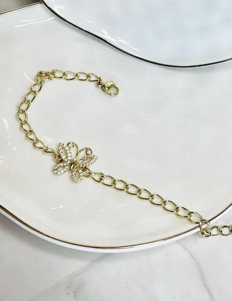 Juego de Joyas Lleno de Oro 18k, Mariposa Alta Calidad, Hipoalergénico, Impermeable Foto 4 de 4