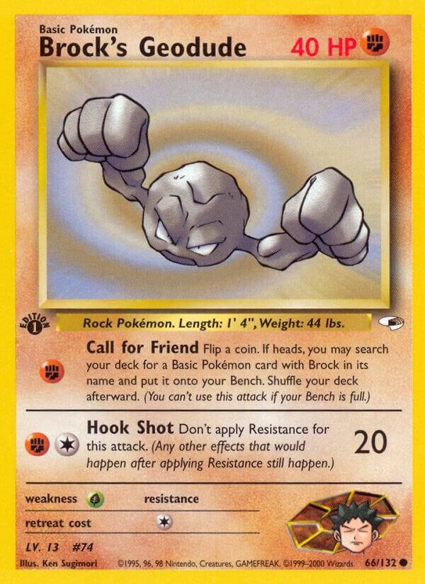 Brock's Geodude (66) 1st Edition Common Gym Heroes 66/132 NM
