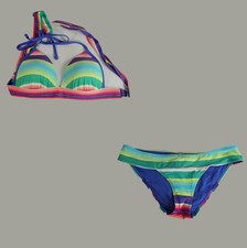 Aerie Bikini Set Womens Small Top Medium Bottom Multicolor Abstract Swimsuit