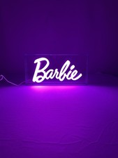 Barbie NEON Pink Logo Lamp Led plug in, clear with bright pink light USB Plug In
