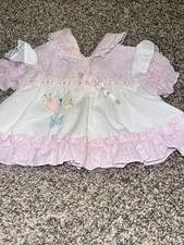 Vintage Cradle togs 0-6 Month Dress Baby Girl Pink White Flowers Lace Trim Bows