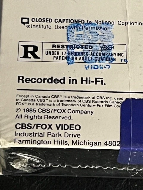 Revenge Of The Nerds VHS SEALED Watermark CBS Fox Robert Carradine VTG - Image 4 of 4