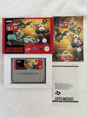 SNES Super Nintendo Earthworm Jim 2 mit OVP und Anleitung Top Sammlerzustand 