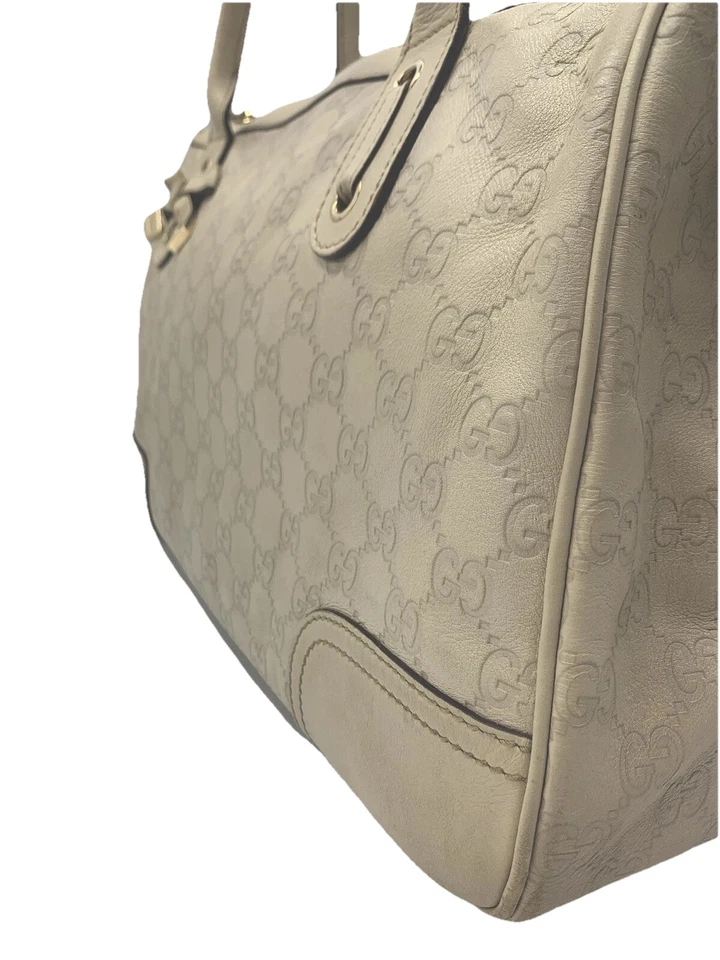 Auténtico Bolso de Hombro Gucci Crema GG Logo Web Cuero Guccisima Preloved Princey Foto 4 de 4