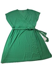 Women’s Tangy Green 2XL Nine West Casual V-neck Dress With Waist Tie