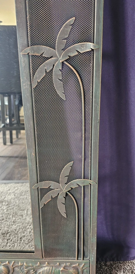 "Espejo vintage estampado de cobre elefante y palmera 25"" x 33""" Foto 3 de 4