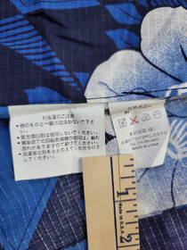 Japanese Style Kimono Cotton Yukata Blue White Floral  NO Belt 64" Long