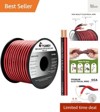 Flexible 100FT LED Extension Wire 14AWG Red & Black for 12V/24V DC Applications