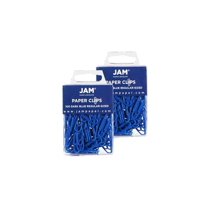 JAM Paper Colored Standard Paper Clips Small 1 Inch Dark Blue Paperclips