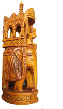 Indian vintage carved elephant with howdha