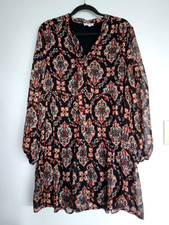 NWT's Luxology XL black print dress. Boho/hippie Lined, long sleeve