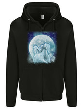 Full Moon Horse Riding Equestrian Mens Zip Up Hoodie