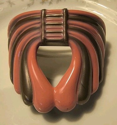 Vtg French Art Deco Revival  Hair Acetate Made In France Pink Barrette 