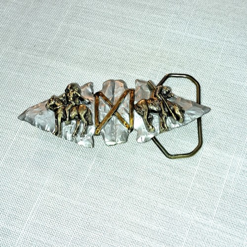 Boucle de ceinture autochtone double pointe de flèche 1991 fin de sentier grand américain  - Photo 1/7