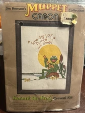 Rare Vintage 1980 Caron Muppet Collection Kermit The Frog Crewel Kit Sealed 5x7